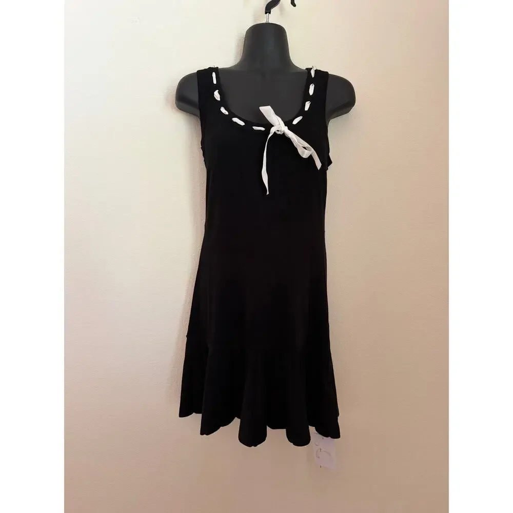 🌟 NWT Commense Black Mini Dress with Adorable White Bow Detail 🌟 - Picture 2 of 7